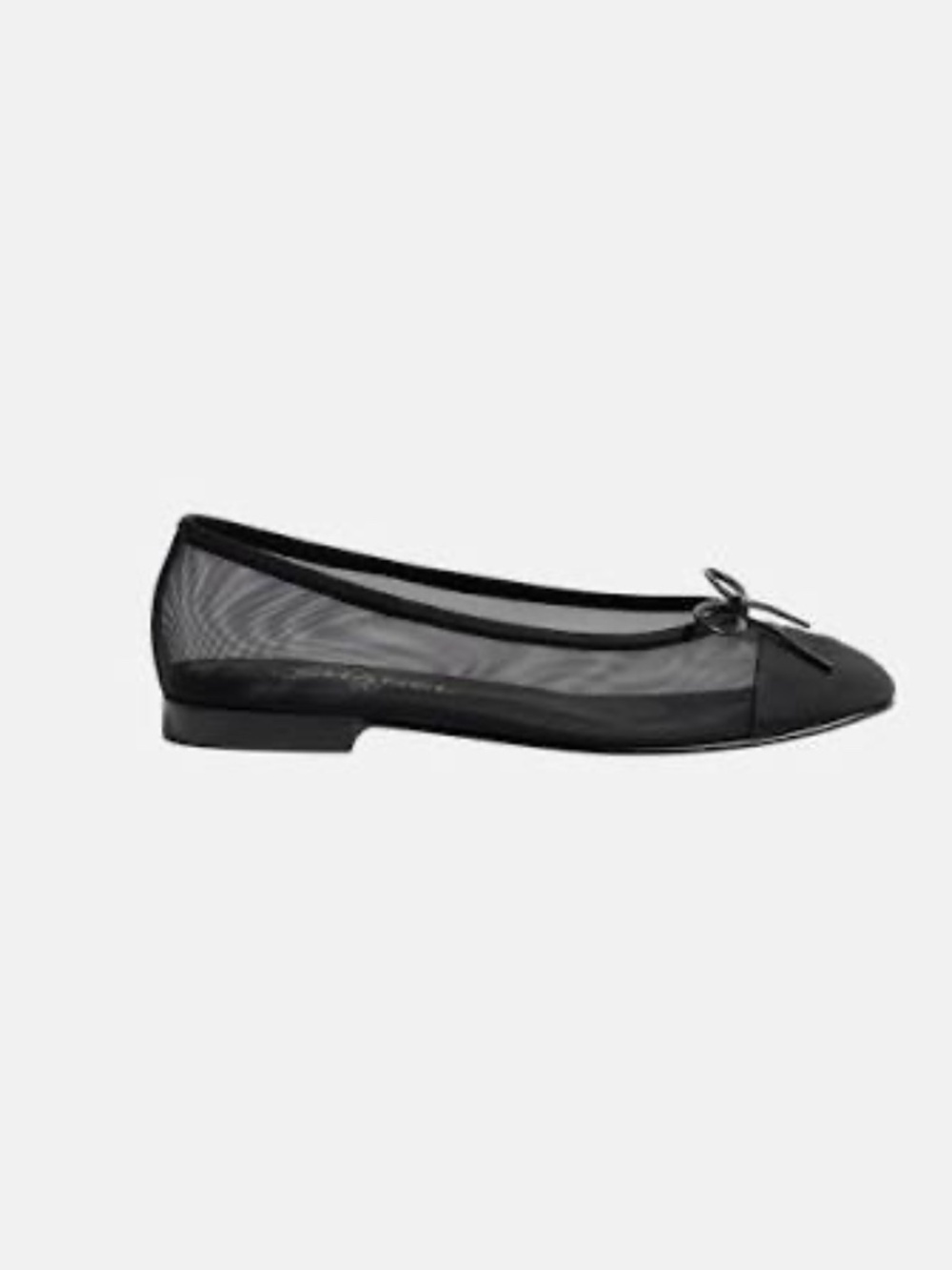 CHANEL Black Mesh Ballerina Flats with Bow and CC Logo 40